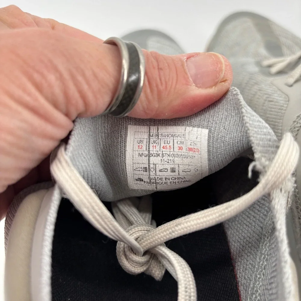 The North Face Mens Vectiv Trail Running Shoes 12 Grey Knit Gum Sole Gorpcore